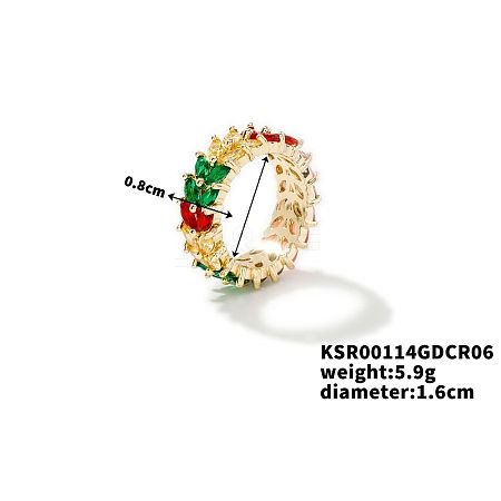 Chic Western Hip-hop Double-row Brass Rhinestone Ring Jewelry for Women JJ2699-4-1