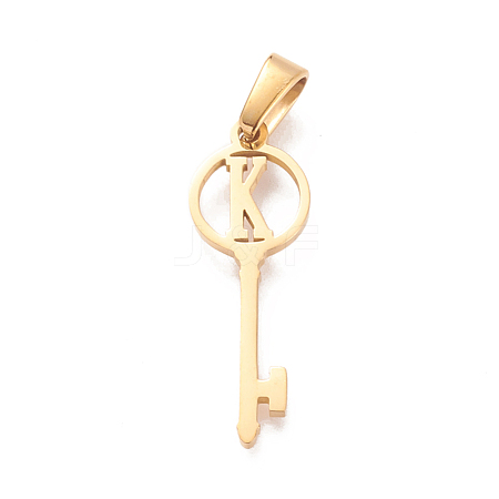 304 Stainless Steel Initial Pendants STAS-D019-09K-G-1