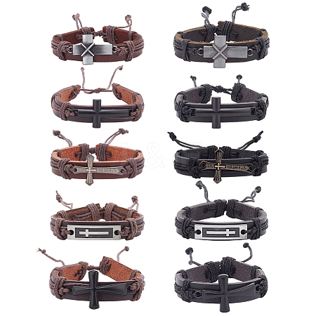 ANATTASOUL 10Pcs 10 Style Alloy Link Bracelets Set BJEW-AN0001-31-1