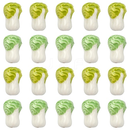 20Pcs 2 Colors Famille Rose Porcelain Beads PORC-CJ0001-15-1