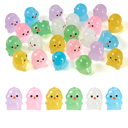 24Pcs 6 Colors Chick Luminous Resin Display Decorations DJEW-TA0001-10-1