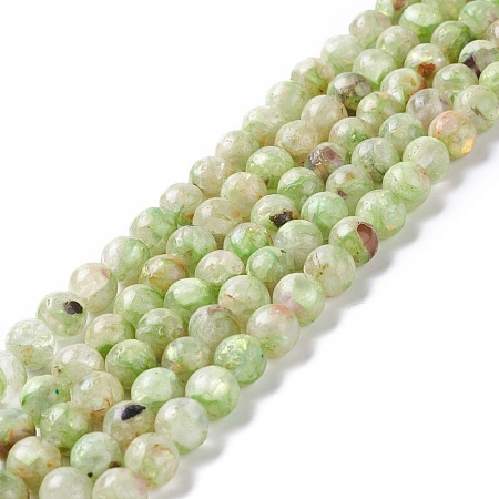 Assembled Synthetic Green Fluorite and Selenite Beads Strands G-K317-A16-1