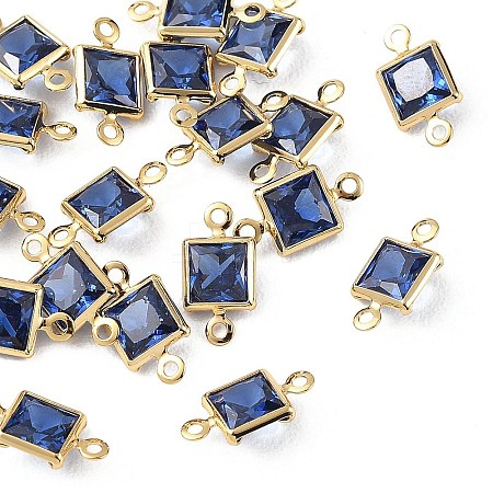 SHEGRACE Brass Pave Cubic Zirconia Square Connector Charms XGRQ2O860-440C-G-1