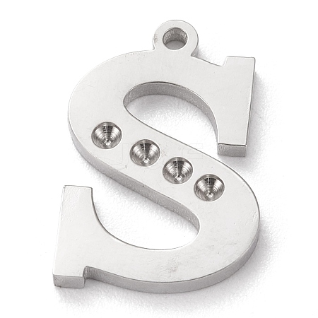 Tarnish Resistant 304 Stainless Steel Letter Pendant Rhinestone Settings LS-STAS-J028-01S-1