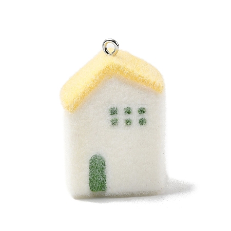 Flocky Opaque Resin Pendants RESI-F062-02E-1