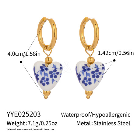 Stainless Steel Ceramic Hoop Earrings AZ9482-5-1