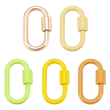 5Pcs 5 Styles Baking Paint Alloy Screw Locking Carabiners FIND-DR0002-38-1