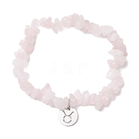 Natural Rose Quartz Stretch Bracelets BJEW-JB11147-02-1