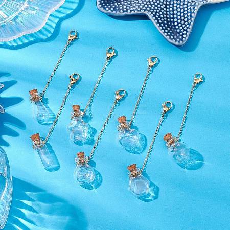 Empty Glass Wishing Bottle Pendant Decorations HJEW-JM02662-1