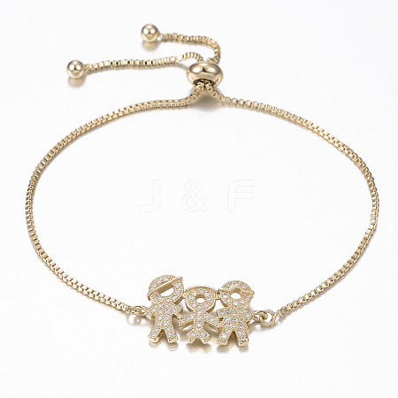 Adjustable Brass Micro Pave Cubic Zirconia Bolo Bracelets BJEW-G583-11G-1