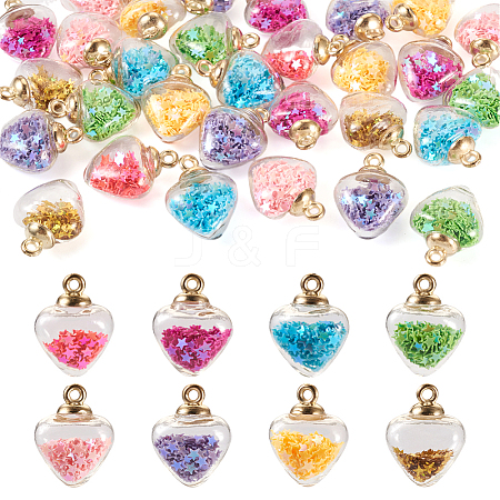  32pcs 8 colors Glass Bottle Pendant GLAA-TA0001-36-1