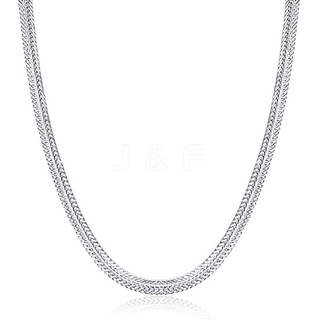 Brass Flat Wheat Chain Necklaces NJEW-BB16951-1