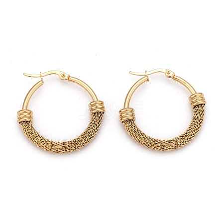 304 Stainless Steel Mesh Hoop Earrings EJEW-O096-09B-G-1