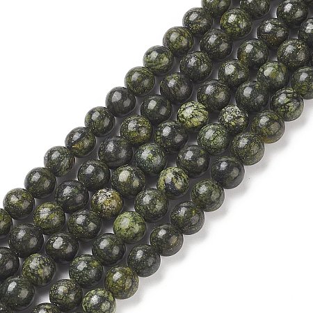 Natural Serpentine/Green Lace Stone Beads Strands X-G-S259-15-6mm-1-1