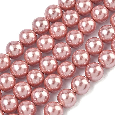 Electroplated Shell Pearl Beads Strands X-BSHE-G041-8mm-05-1