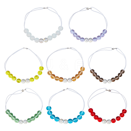 8Pcs Elastic Cords and Glass Golf Beads Count Stroke Score Counter HJEW-DR00089-1