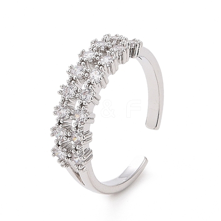 Clear Cubic Zirconia Open Cuff Ring RJEW-E072-10P-1