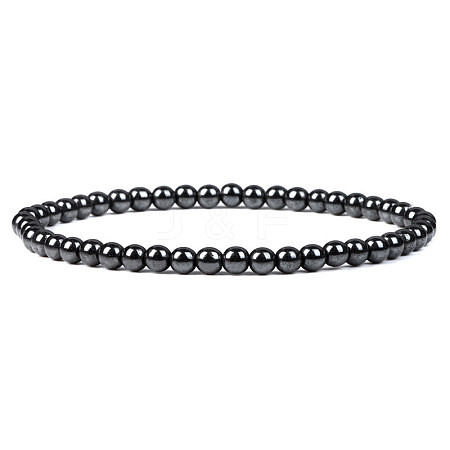 4mm Round Synthetic Hematite Beads Bracelet for Men KG3069-32-1