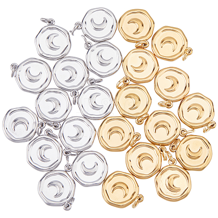 24Pcs 2 Colors 304 Stainless Steel Pendants STAS-HS0001-90C-1