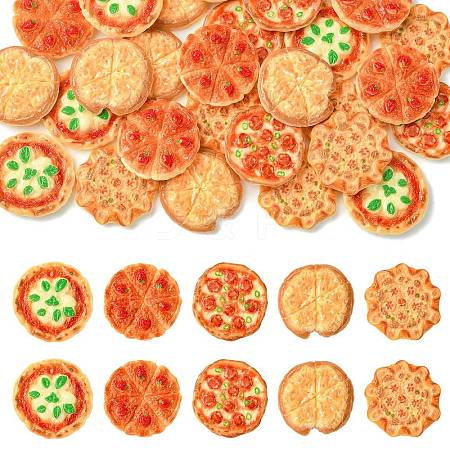 30Pcs 5 Styles Resin Imitation Pizza RESI-CJ0005-27-1