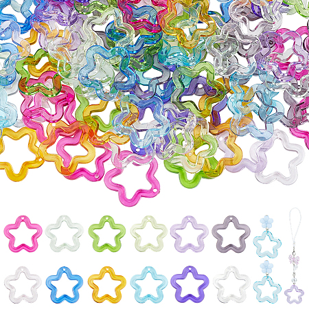 120Pcs 12 Colors Transparent Acrylic Beads MACR-PH0002-08-1