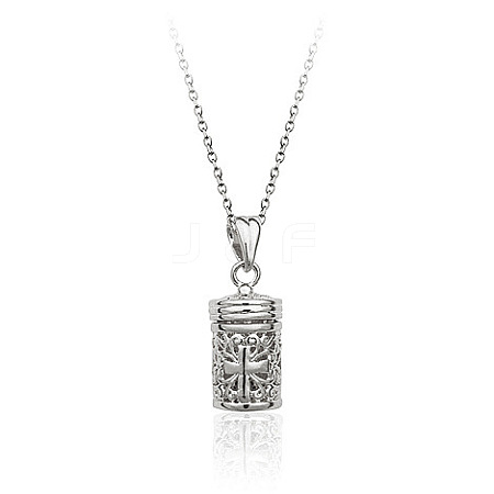 Romantic Cross Pattern Diffuser Perfume Locket Pendant Necklace PW-WG34242-01-1