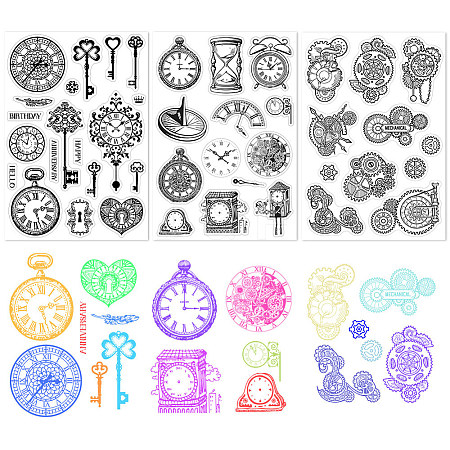 CRASPIRE 2 Sheets 2 Styles PVC Plastic Stamps DIY-CP0010-06A-1