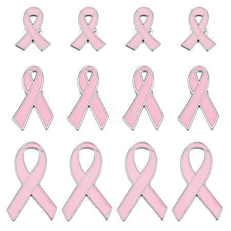 12Pcs 3 Styles Awareness Ribbon Theme Enamel Pins JEWB-FH0002-18-1