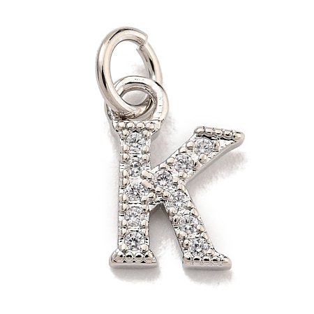 Initial Letter Brass with Cubic Zirconia Charms KK-Q814-26K-P-1