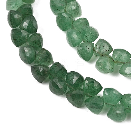 Top Drilled Faceted Triangle Natural Green Strawberry Quartz Beads Strands GG-NH0010-D01-01-1