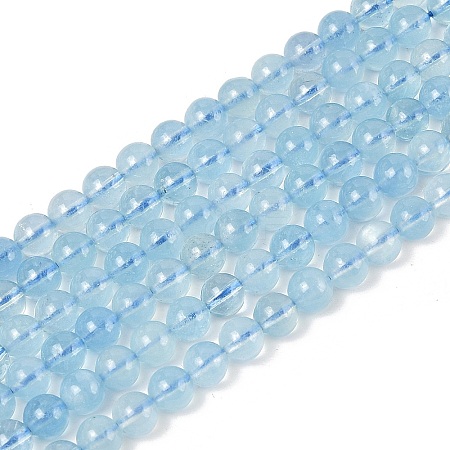 Natural Aquamarine Beads Strands G-P342-10-6mm-A-1