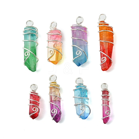 Two Tone Natural Dyed Quartz Pendants PALLOY-JF02800-02-1