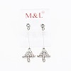 Fashion Dangling Brass with Austrian Crystal Mushroom Stud Earrings EJEW-F0057-14-2