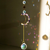 Natural Fluorite Chip Moon Pendant Hanging Ornaments G-PW0007-092G-1
