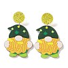 Saint Patrick's Day Sparkling Acrylic Dangle Stud Earrings LS-EJEW-P243-A06-1