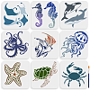 MAYJOYDIY US 1 Set Sea Animal PET Hollow Out Drawing Painting Stencils DIY-MA0005-24-1