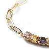 Brass Micro Pave Cubic Zirconia Strass & Paperclip Chain Bracelets BJEW-C052-04G-02-2