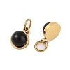 Natural Black Onyx(Dyed & Heated) Half Round Charms with Jump Ring STAS-A097-05G-10-2