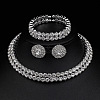 Flat Round Brass Crystal Rhinestone Jewelry Sets WG38BC5-07-1