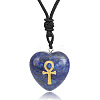 Natural Lapis Lazuli Heart Engraved AnKh Cross Pendant Personalized DIY Necklaces SC1205-3-1