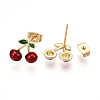 Brass Enamel Stud Earrings EJEW-G430-06C-G-2