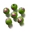 Valentine's Day Element Printed Wood Beads WOOD-R002-01-20-1