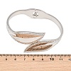 304 Stainless Steel Crystal Rhinestone Leaf Open Hinged Cuff Bangles for Women SA-CBA48C7-01P-3