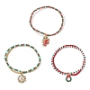 3Pcs Christmas Glass Seed Beads & Glass Beads Multi-layered Bracelets BJEW-MZ00240-1