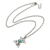 Letter A~Z Antique Silver Plated Alloy with Synthetic Turquoise Pendant Necklaces NJEW-G080-01X-3