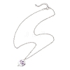 Handmade Printed Porcelain Flower Pendant Brass Cable Chain Necklaces for Women NJEW-JN05746-5