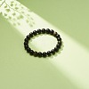 Natural Golden Sheen Obsidian Round Beaded Stretch Bracelet BJEW-JB08453-2