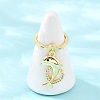 Adjustable Brass Micro Pave Cubic Zirconia Pendant Finger Rings for Women LS-RJEW-A090-01A-G-2