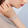 2Pcs 2 Styles Word Acrylic & Brass Heart Beaded Stretch Bracelets BJEW-LP0004-27-1