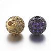 Brass Micro Pave Cubic Zirconia Beads ZIRC-G078-39-2